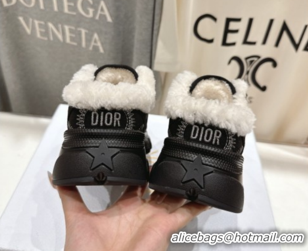 Best Grade Dior Chrono Sneaker Mules in Mesh, Suede and Wool Black 51029065