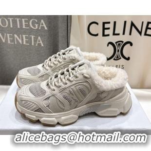 Purchase Dior Chrono Sneaker Mules in Mesh, Suede and Wool Light Grey 51029067