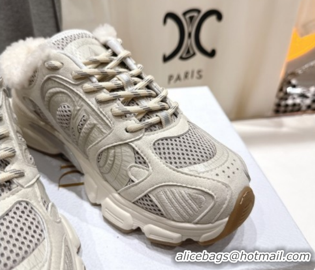 Purchase Dior Chrono Sneaker Mules in Mesh, Suede and Wool Light Grey 51029067