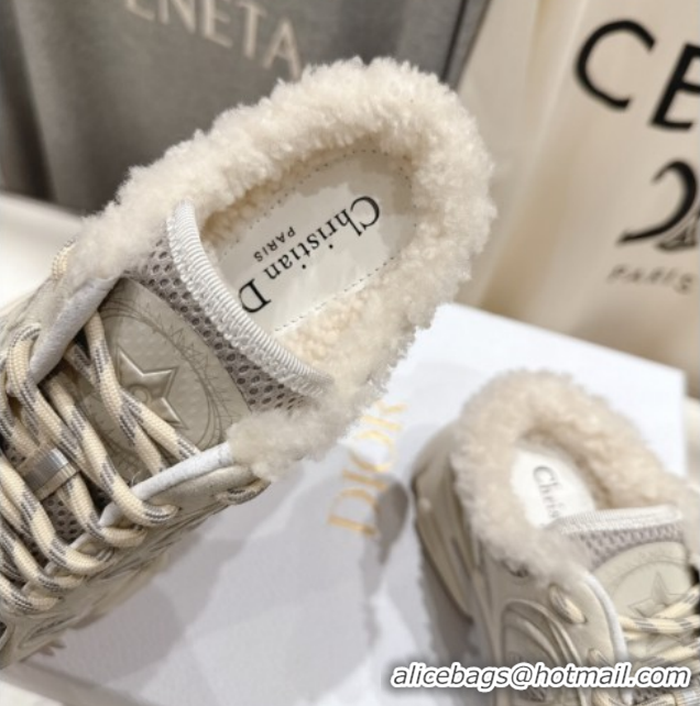 Purchase Dior Chrono Sneaker Mules in Mesh, Suede and Wool Light Grey 51029067