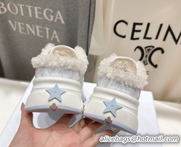 Best Price Dior Chrono Sneaker Mules in Mesh, Leather-Effect and Wool White/Blue 51029068