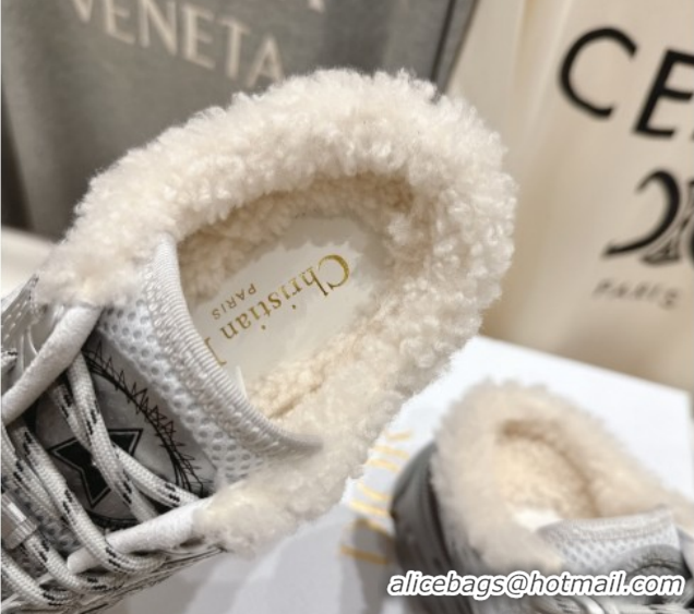 Pretty Style Dior Chrono Sneaker Mules in Mesh, Leather-Effect and Wool Silver Grey 51029069