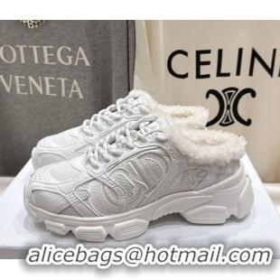 Grade Quality Dior Chrono Sneaker Mules in Mesh, Leather-Effect and Wool White 51029070