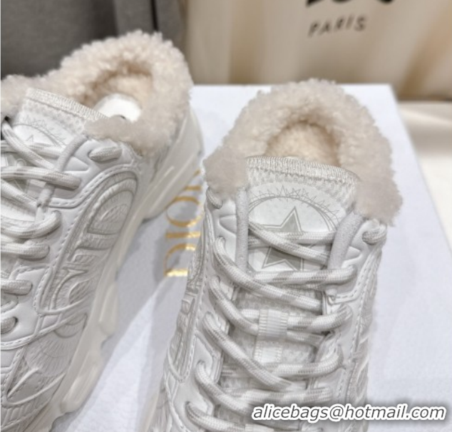 Grade Quality Dior Chrono Sneaker Mules in Mesh, Leather-Effect and Wool White 51029070