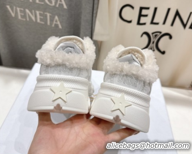 Grade Quality Dior Chrono Sneaker Mules in Mesh, Leather-Effect and Wool White 51029070