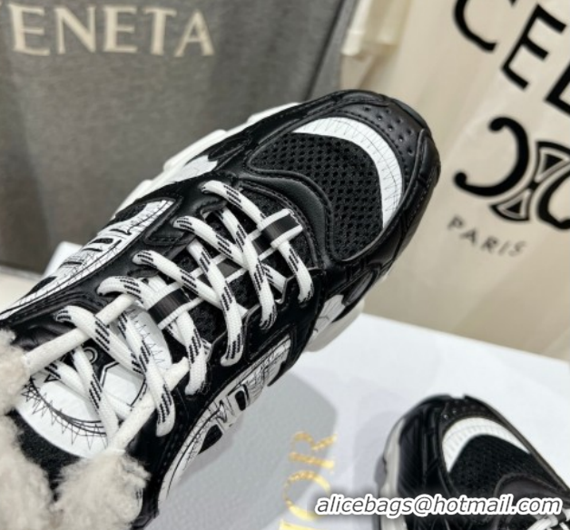 Good Looking Dior Chrono Sneakers in Mesh, Leather-Effect and Wool Black/White 51029072