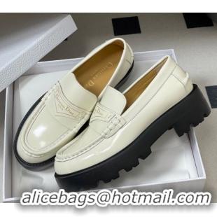 Good Product Dior Boy Platform Loafers in Brushed Calfskin Leather White 1029077