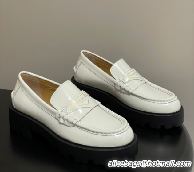 Good Product Dior Boy Platform Loafers in Brushed Calfskin Leather White 1029077