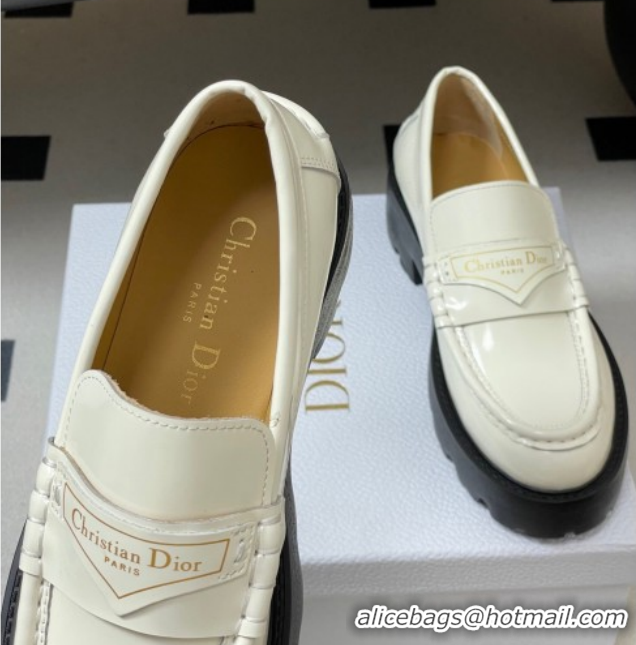 Good Product Dior Boy Platform Loafers in Brushed Calfskin Leather White 1029077