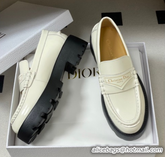 Good Product Dior Boy Platform Loafers in Brushed Calfskin Leather White 1029077