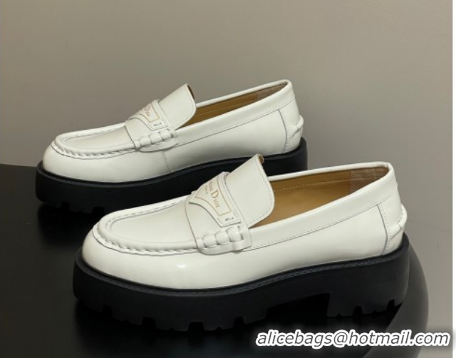 Good Product Dior Boy Platform Loafers in Brushed Calfskin Leather White 1029077
