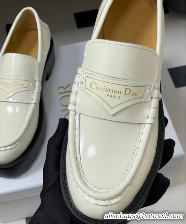 Good Product Dior Boy Platform Loafers in Brushed Calfskin Leather White 1029077