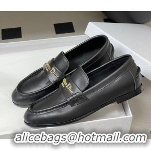 Unique Style Dior Boy Flat Loafers in Supple Calfskin Leather Black 1029078