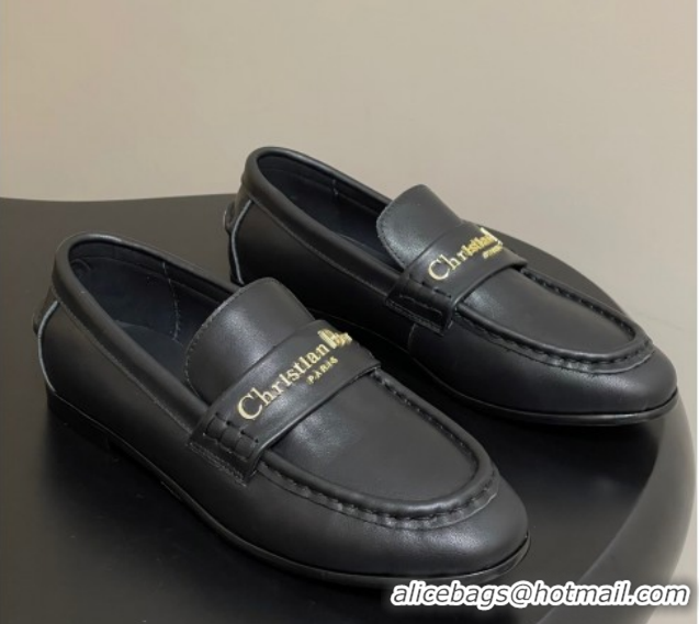Unique Style Dior Boy Flat Loafers in Supple Calfskin Leather Black 1029078