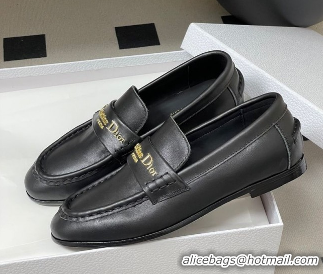 Unique Style Dior Boy Flat Loafers in Supple Calfskin Leather Black 1029078