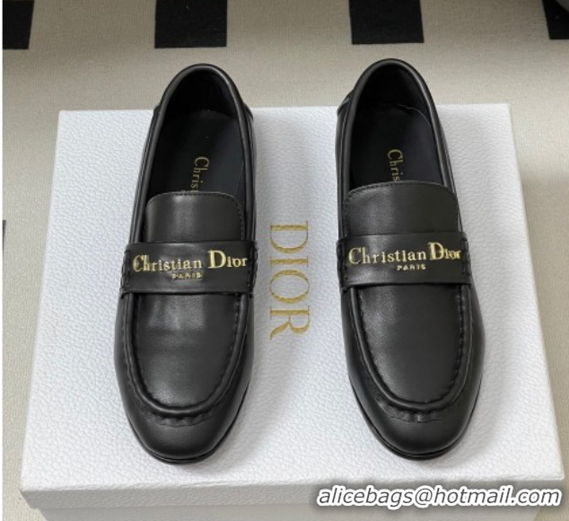 Unique Style Dior Boy Flat Loafers in Supple Calfskin Leather Black 1029078