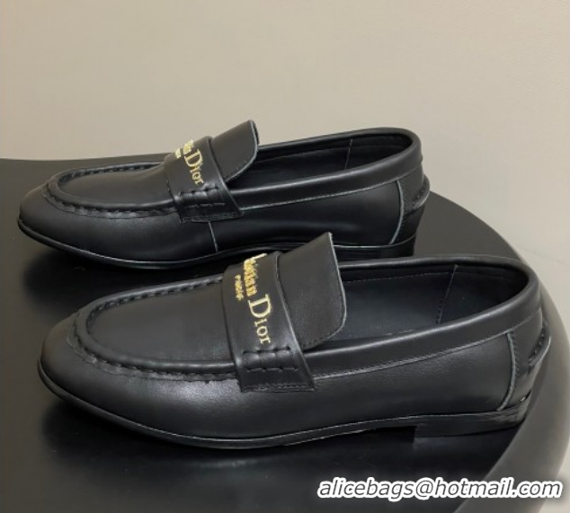 Unique Style Dior Boy Flat Loafers in Supple Calfskin Leather Black 1029078