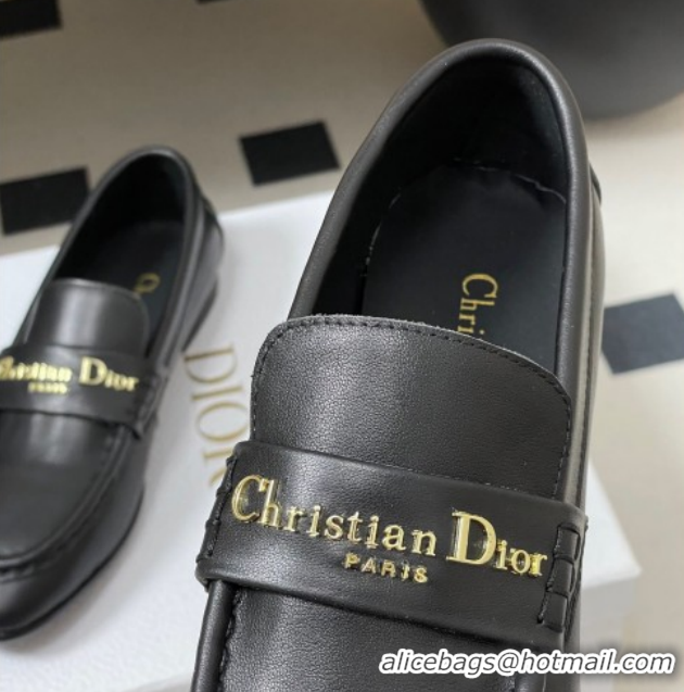 Unique Style Dior Boy Flat Loafers in Supple Calfskin Leather Black 1029078