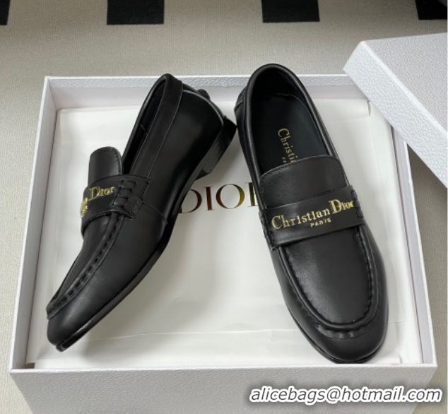 Unique Style Dior Boy Flat Loafers in Supple Calfskin Leather Black 1029078