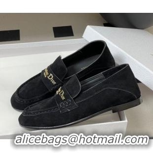 Shop Duplicate Dior Boy Flat Loafers in Supple Suede Black 1029080