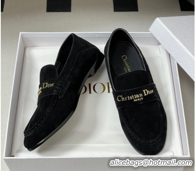 Shop Duplicate Dior Boy Flat Loafers in Supple Suede Black 1029080