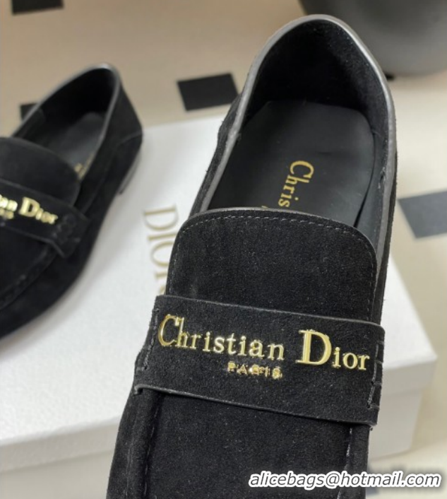 Shop Duplicate Dior Boy Flat Loafers in Supple Suede Black 1029080
