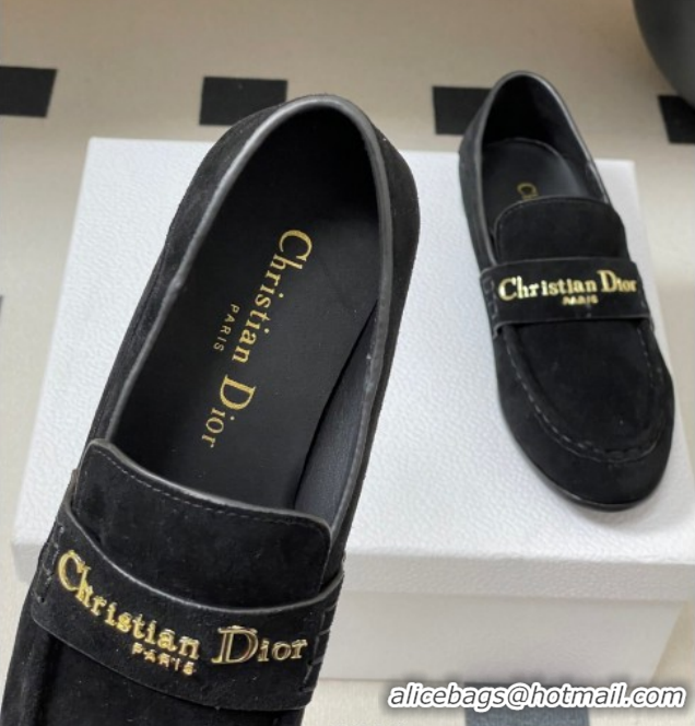 Shop Duplicate Dior Boy Flat Loafers in Supple Suede Black 1029080
