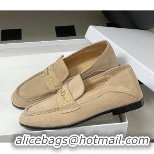 Good Product Dior Boy Flat Loafers in Supple Suede Beige 1029081