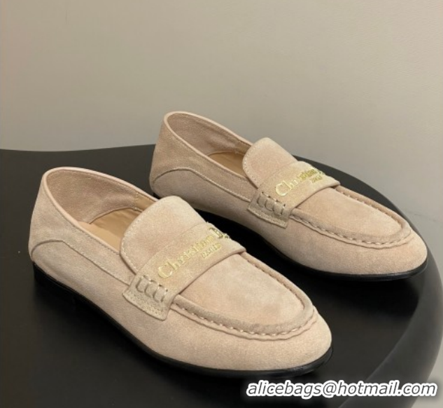 Good Product Dior Boy Flat Loafers in Supple Suede Beige 1029081