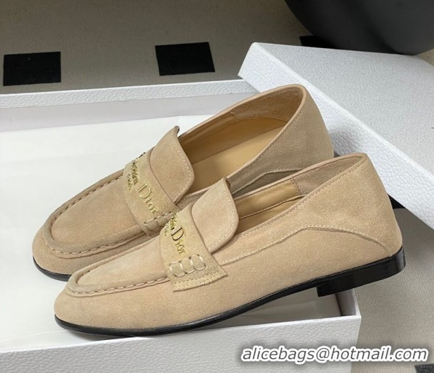 Good Product Dior Boy Flat Loafers in Supple Suede Beige 1029081