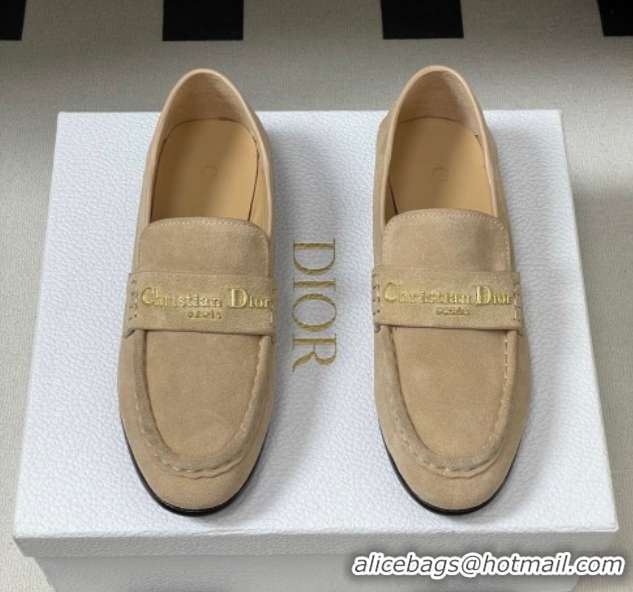 Good Product Dior Boy Flat Loafers in Supple Suede Beige 1029081