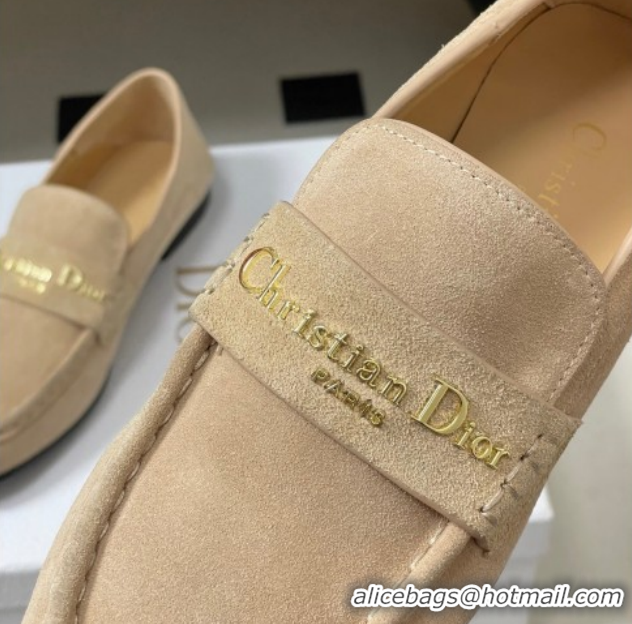 Good Product Dior Boy Flat Loafers in Supple Suede Beige 1029081