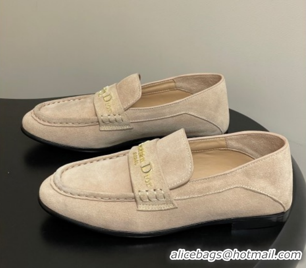 Good Product Dior Boy Flat Loafers in Supple Suede Beige 1029081