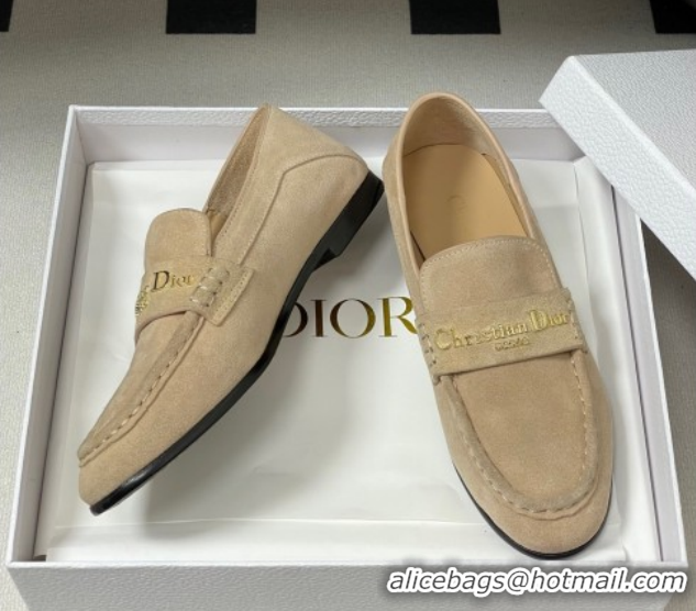 Good Product Dior Boy Flat Loafers in Supple Suede Beige 1029081