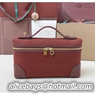 Buy Discount Loro Piana LP Extra Pocket Pouch L19 in Canvas and Leather 2301 Burgundy 2025