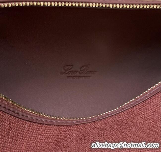 Buy Discount Loro Piana LP Extra Pocket Pouch L19 in Canvas and Leather 2301 Burgundy 2025