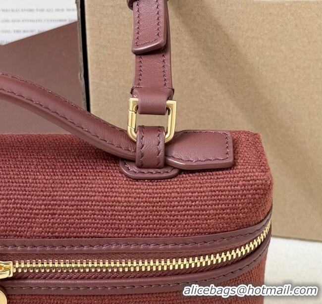 Buy Discount Loro Piana LP Extra Pocket Pouch L19 in Canvas and Leather 2301 Burgundy 2025