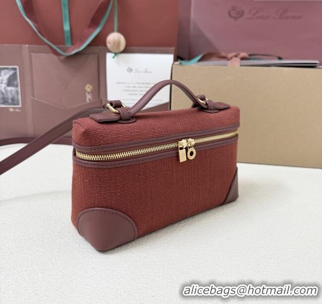 Buy Discount Loro Piana LP Extra Pocket Pouch L19 in Canvas and Leather 2301 Burgundy 2025