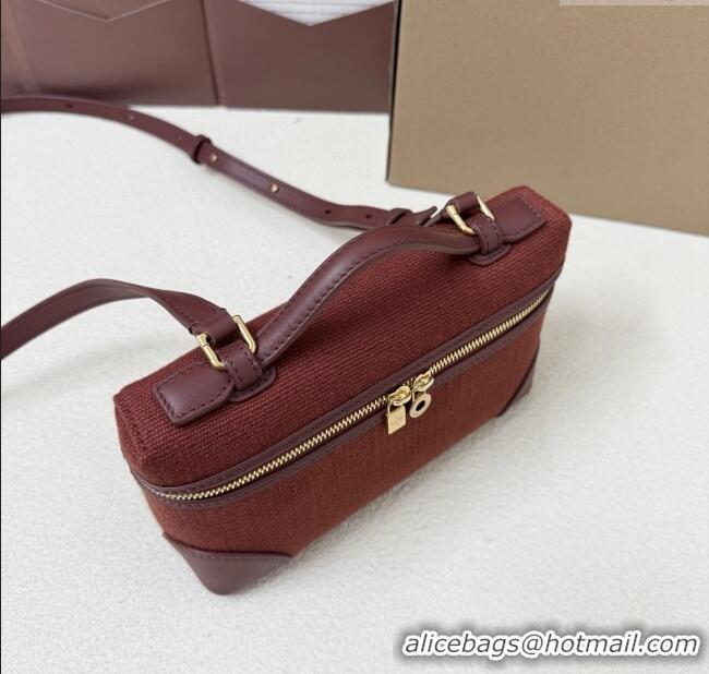 Buy Discount Loro Piana LP Extra Pocket Pouch L19 in Canvas and Leather 2301 Burgundy 2025