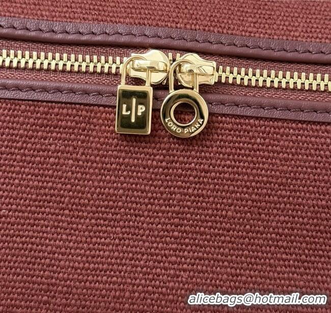 Buy Discount Loro Piana LP Extra Pocket Pouch L19 in Canvas and Leather 2301 Burgundy 2025