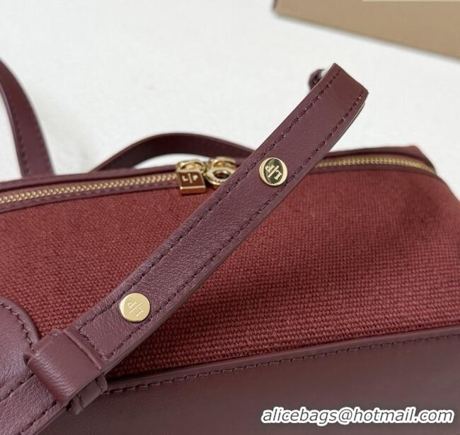 Buy Discount Loro Piana LP Extra Pocket Pouch L19 in Canvas and Leather 2301 Burgundy 2025