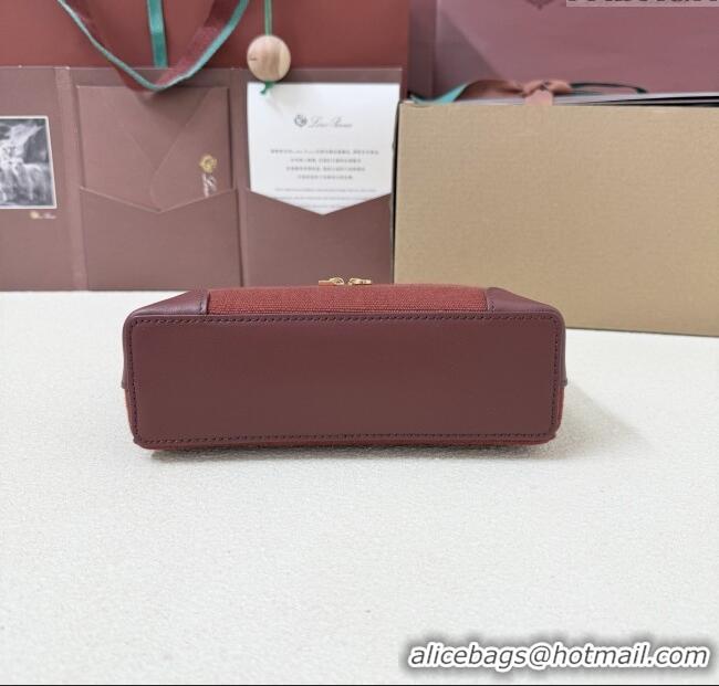 Buy Discount Loro Piana LP Extra Pocket Pouch L19 in Canvas and Leather 2301 Burgundy 2025