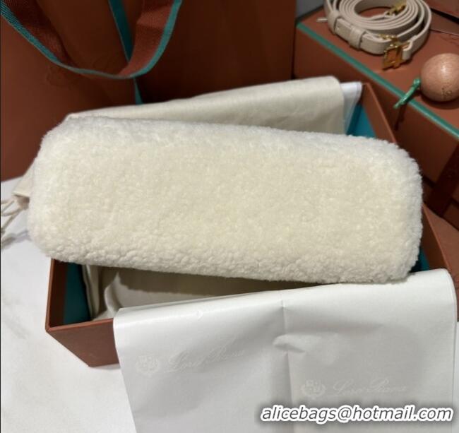 Top Quality Loro Piana LP Extra Pocket Pouch L19 in Shearling & Leather 2301 White 2025