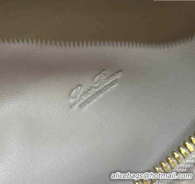 Top Quality Loro Piana LP Extra Pocket Pouch L19 in Shearling & Leather 2301 White 2025