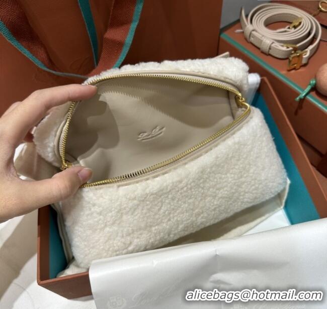 Top Quality Loro Piana LP Extra Pocket Pouch L19 in Shearling & Leather 2301 White 2025