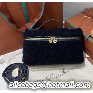 Best Product Loro Piana LP Extra Pocket Pouch L19 in Shearling & Leather 2301 Navy Blue 2025