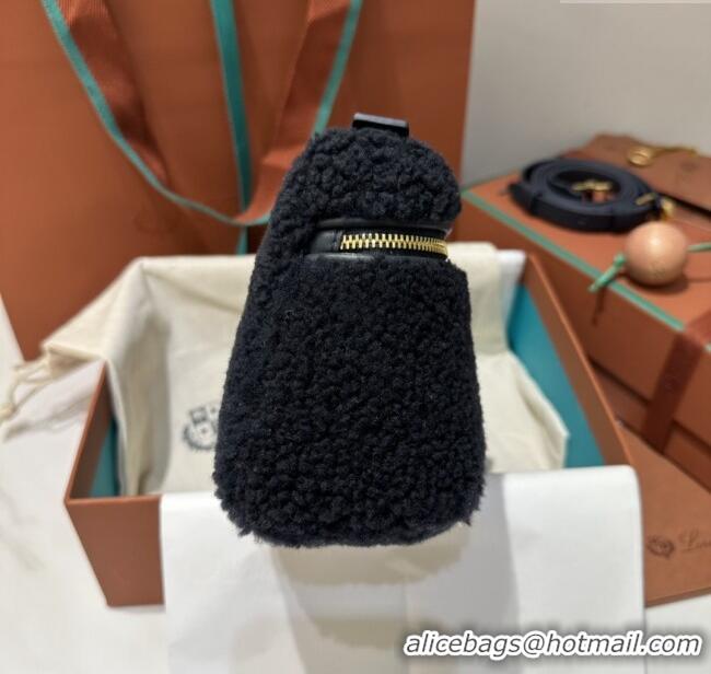 Best Product Loro Piana LP Extra Pocket Pouch L19 in Shearling & Leather 2301 Navy Blue 2025