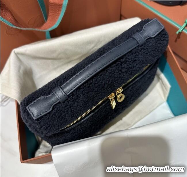 Best Product Loro Piana LP Extra Pocket Pouch L19 in Shearling & Leather 2301 Navy Blue 2025