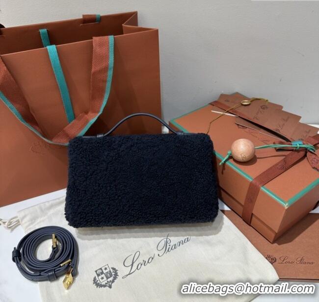 Best Product Loro Piana LP Extra Pocket Pouch L19 in Shearling & Leather 2301 Navy Blue 2025