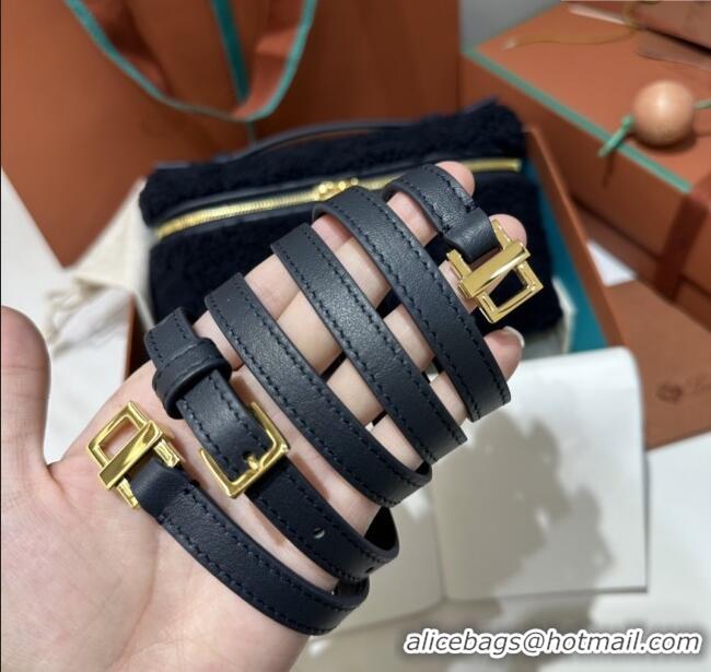Best Product Loro Piana LP Extra Pocket Pouch L19 in Shearling & Leather 2301 Navy Blue 2025